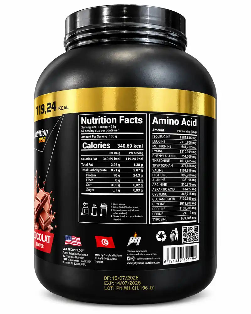 Physique Nutrition Level Pro 100% Whey 2 kg | Protéine Musculation & Fitness