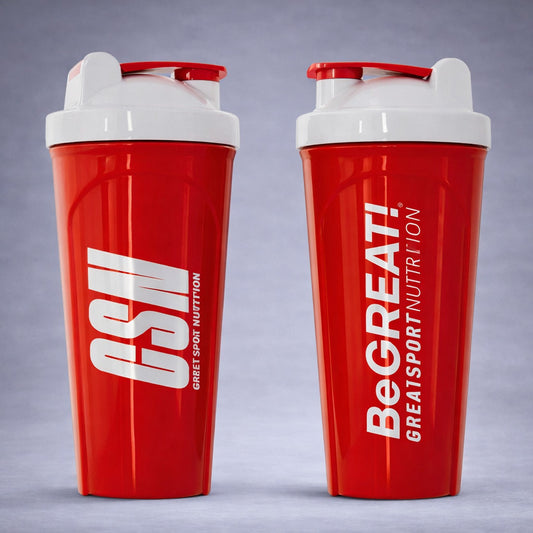 Shaker GSN – accessoire musculation pour hydratation et style sportif, disponible en Tunisie, couleurs rouge, blanc et noir