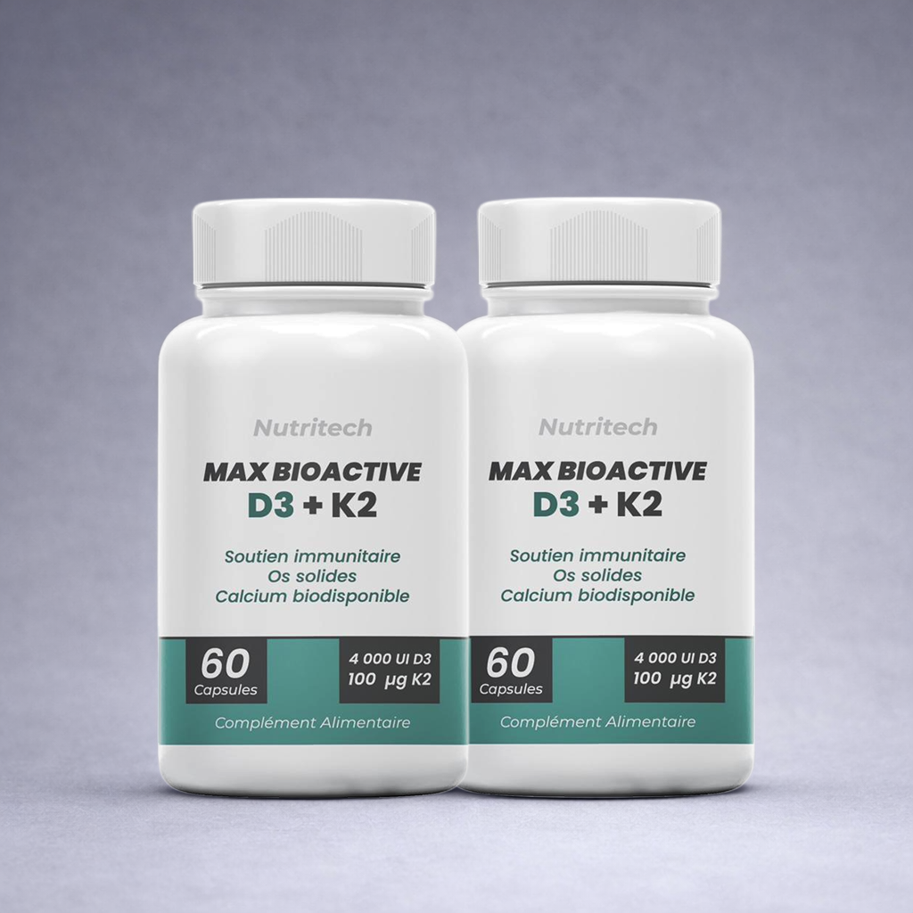 Pack Double Nutritech D3 + K2 MAX BIOACTIVE – Complément immunité et santé osseuse