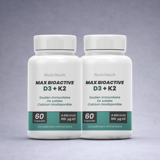 Pack Double Nutritech D3 + K2 MAX BIOACTIVE – Complément immunité et santé osseuse