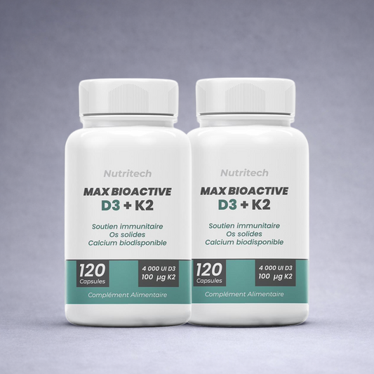 Pack Double Nutritech D3 + K2 MAX BIOACTIVE – Complément immunité et santé osseuse