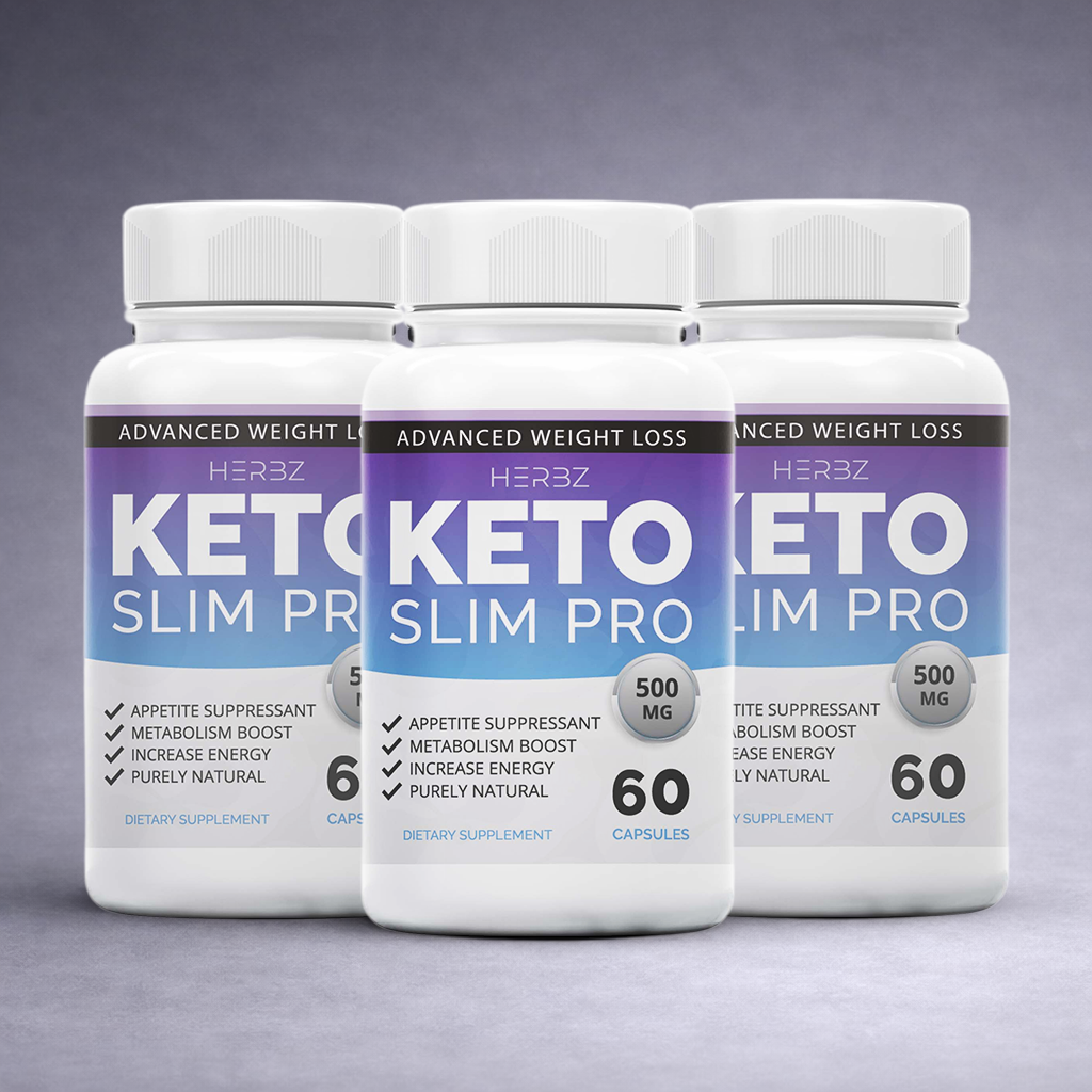 Trois boîtes KETO PRO SLIM alignées sur fond neutre dégradé clair, visuel premium pour site e‑commerce perte de poids et énergie minceur