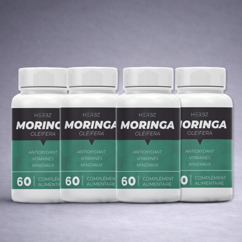 Pack Moringa Oleifera HERBZ – Cure 4 Mois, antioxydant naturel riche en vitamines et minéraux