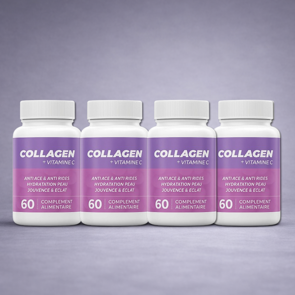 Pack 4 x Collagène Marin Hydrolysé + Vitamine C – Peau, Articulations & Énergie