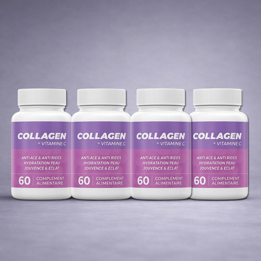 Pack 4 x Collagène Marin Hydrolysé + Vitamine C – Peau, Articulations & Énergie