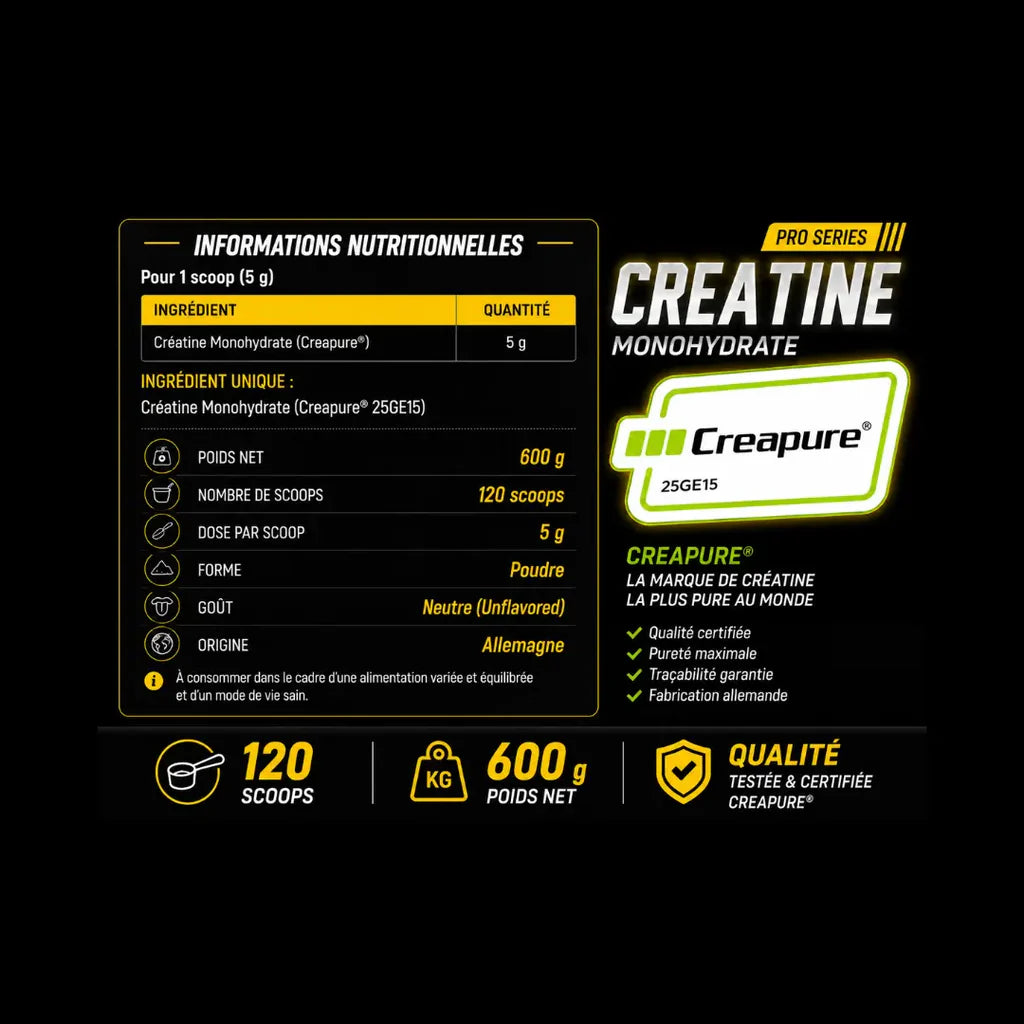 GSN Creapure Creatine Monohydrate 600 g – Force, Puissance & Endurance Musculaire