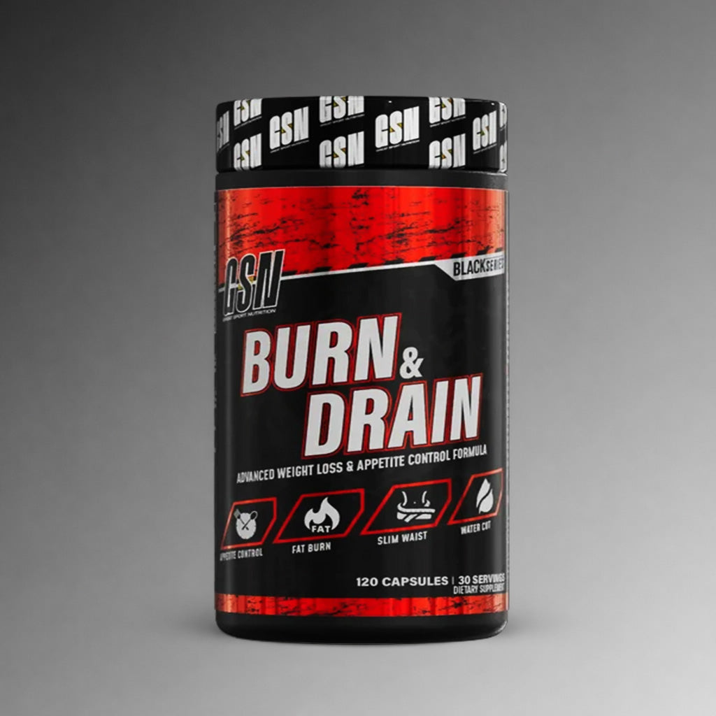 Flacon GSN Burn & Drain Black Series – brûleur de graisses, contrôle de l’appétit et effet drainant pour perte de poids et énergie