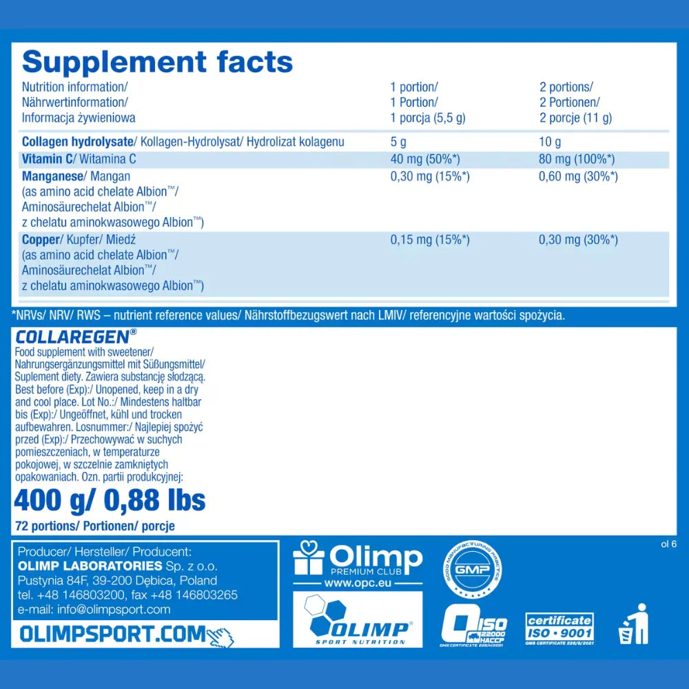 Olimp Collaregen 400 g | Soutien Articulations, Cartilage & Tendons