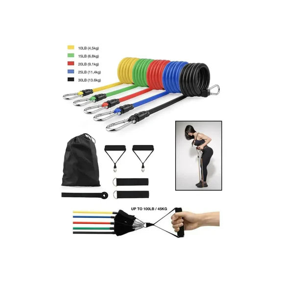 Set Power Resistance Bands – 5 bandes élastiques avec accessoires pour musculation et fitness