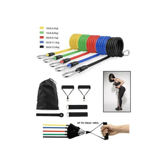 Set Power Resistance Bands – 5 bandes élastiques avec accessoires pour musculation et fitness