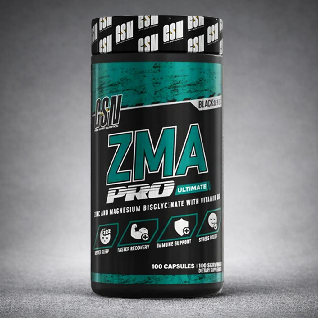 Flacon GSN ZMA Pro 100 Capsules – complément alimentaire magnésium, zinc et vitamine B6 pour récupération musculaire, sommeil et performance