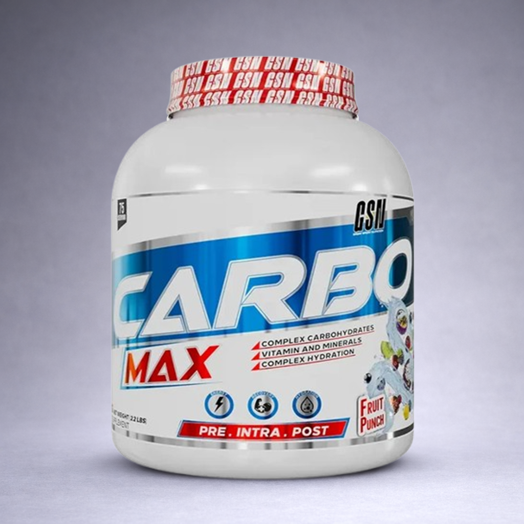 Pot GSN Carbo Max 3 Kg, poudre énergétique à base de glucides, complément alimentaire pour endurance et récupération, disponible en Tunisie.
