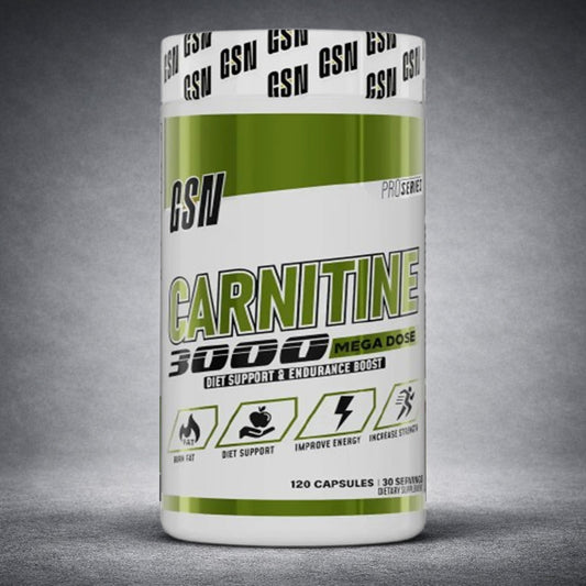 Flacon GSN Pro Series Carnitine 3000
 Mega Dose –complément alimentaire
 brûleur de graisse et énergie pour 
endurance et performance