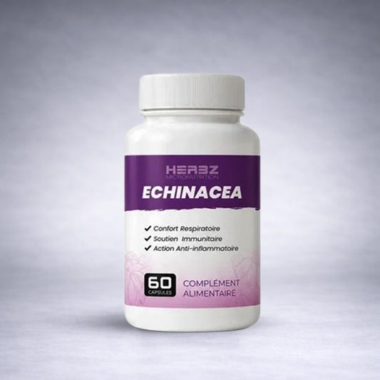 Flacon Echinacea 60 Gélules Herbz Micronutrition complément alimentaire soutien immunitaire et confort respiratoire