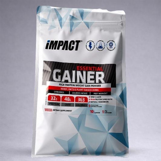 Essential Gainer 1 kg Impact Nutrition – Mass gainer prise de poids et muscle, saveur chocolat vanille