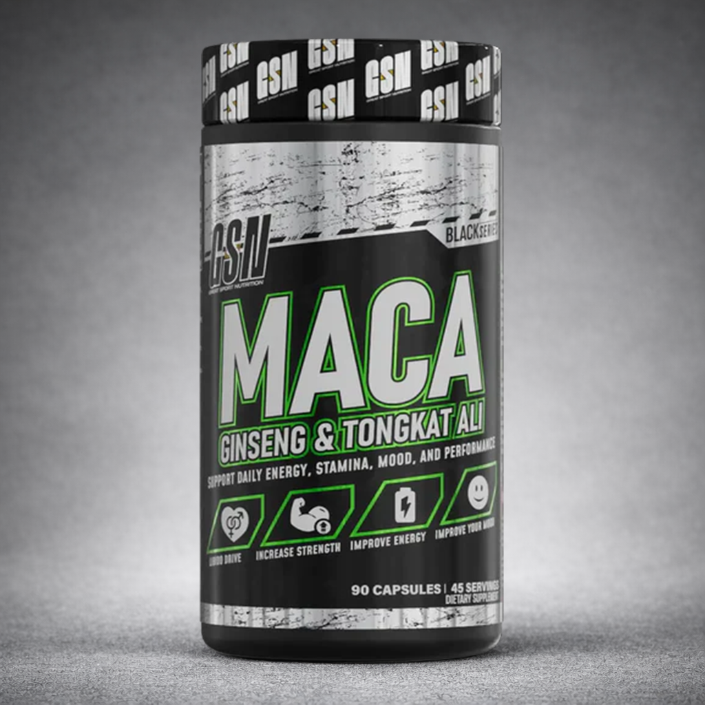 Flacon GSN Maca Ginseng & Tongkat Ali – complément alimentaire Black Series pour énergie, vitalité, libido et performance sportive