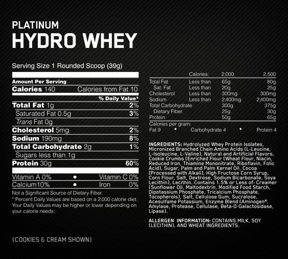Optimum Nutrition Platinum Hydro Whey 1.6kg Milk Chocolate | Whey Hydrolysée Isolate