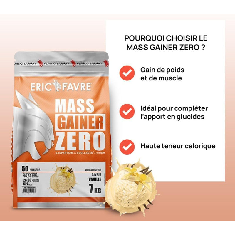 Mass Gainer Zero Eric Favre 7 kg | Protéine Vanille | Prise de Masse Rapide et Sans Aspartame