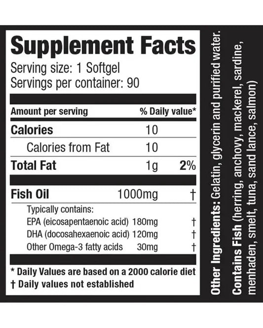 Ultimate Nutrition Omega 3 1000 mg - 90 Softgels | Santé Cardiaque & Oméga-3