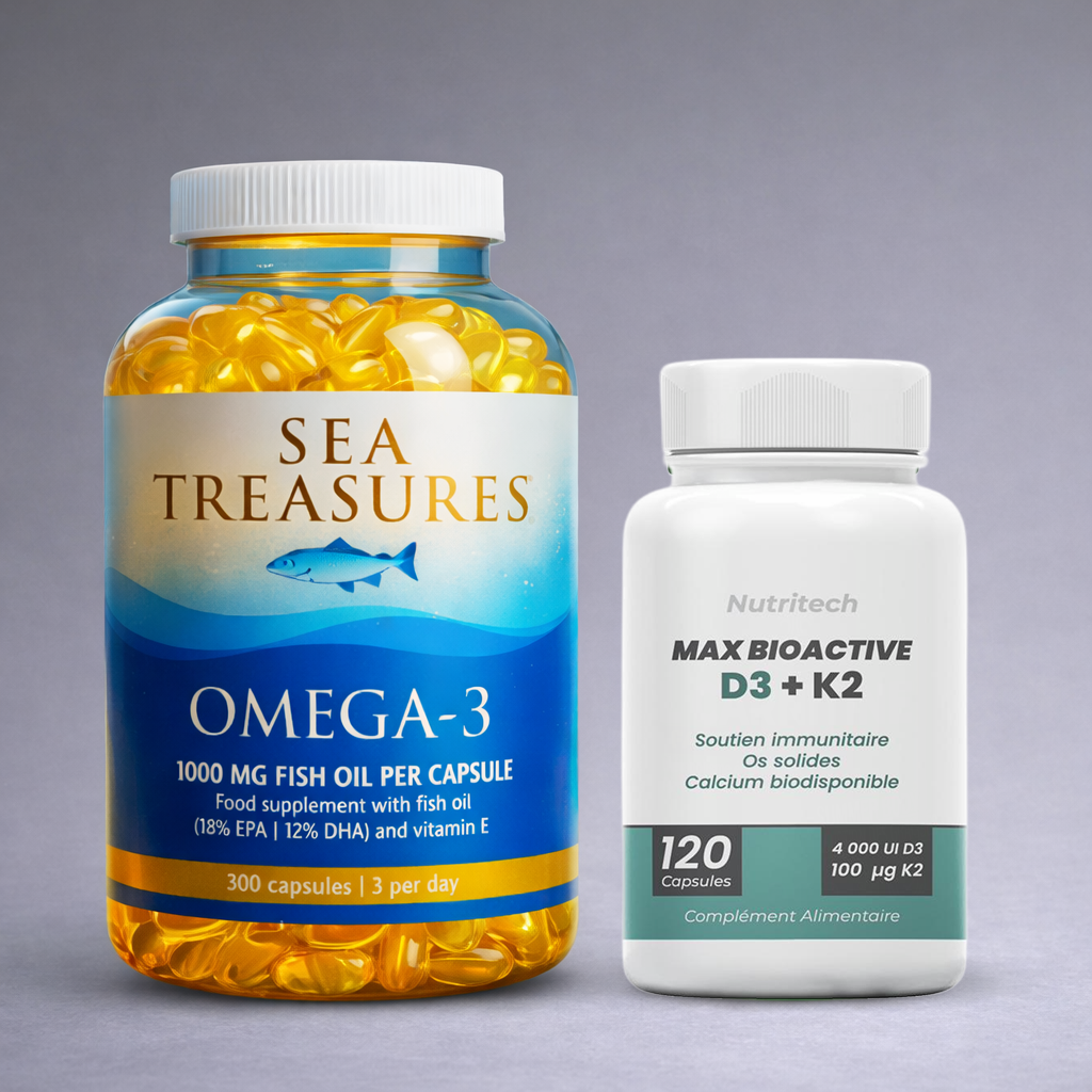 Pack Omega 3 Sea Treasures + D3 K2 Nutritech – Complément santé du cœur, os et immunité