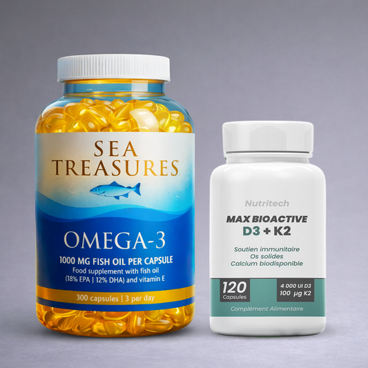 Pack Omega 3 Sea Treasures + D3 K2 Nutritech – Complément santé du cœur, os et immunité