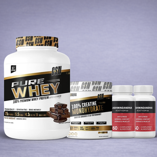 Pack GSN Pure Whey + Créatine + Ashwagandha – Force & Récupération