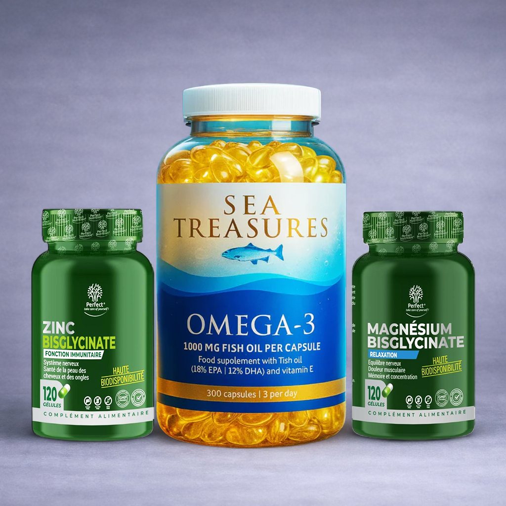 Omega 3 300 Caps + Zinc 120  Caps + Magnesium 120  Caps