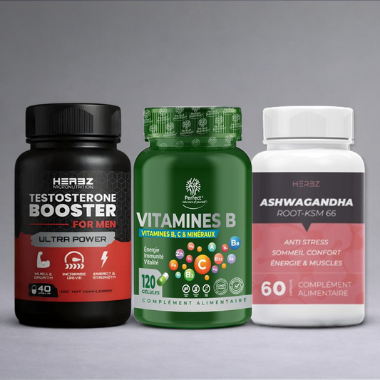 Pack Testo Booster Ultra – Force et vitalité avec Testo Booster, Vitamine B et Ashwagandha