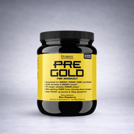 Ultimate Nutrition Pre Gold Pre Workout 250g Blue Raspberry booster pré entraînement énergie pump focus