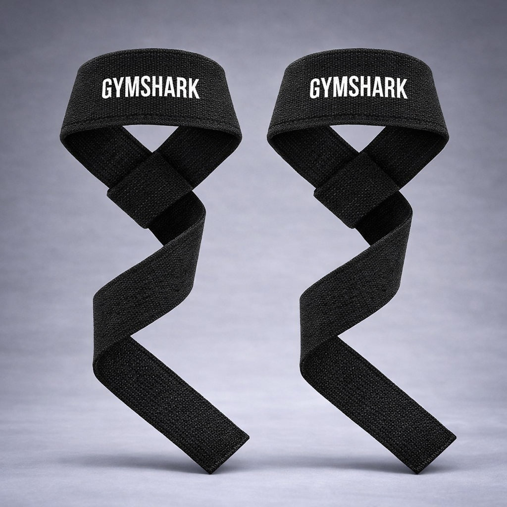 Straps Gymshark – Accessoires musculation pour deadlift et tirage, couleur noire