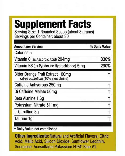 Ultimate Nutrition Pre Gold Pre-Workout 250g | Énergie, Pump & Focus