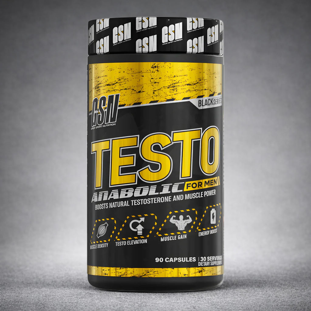 Flacon GSN Black Series Testo Anabolic For Men – complément alimentaire pour testostérone naturelle, force musculaire et énergie
